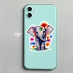 Elephant Sticker with Flowers