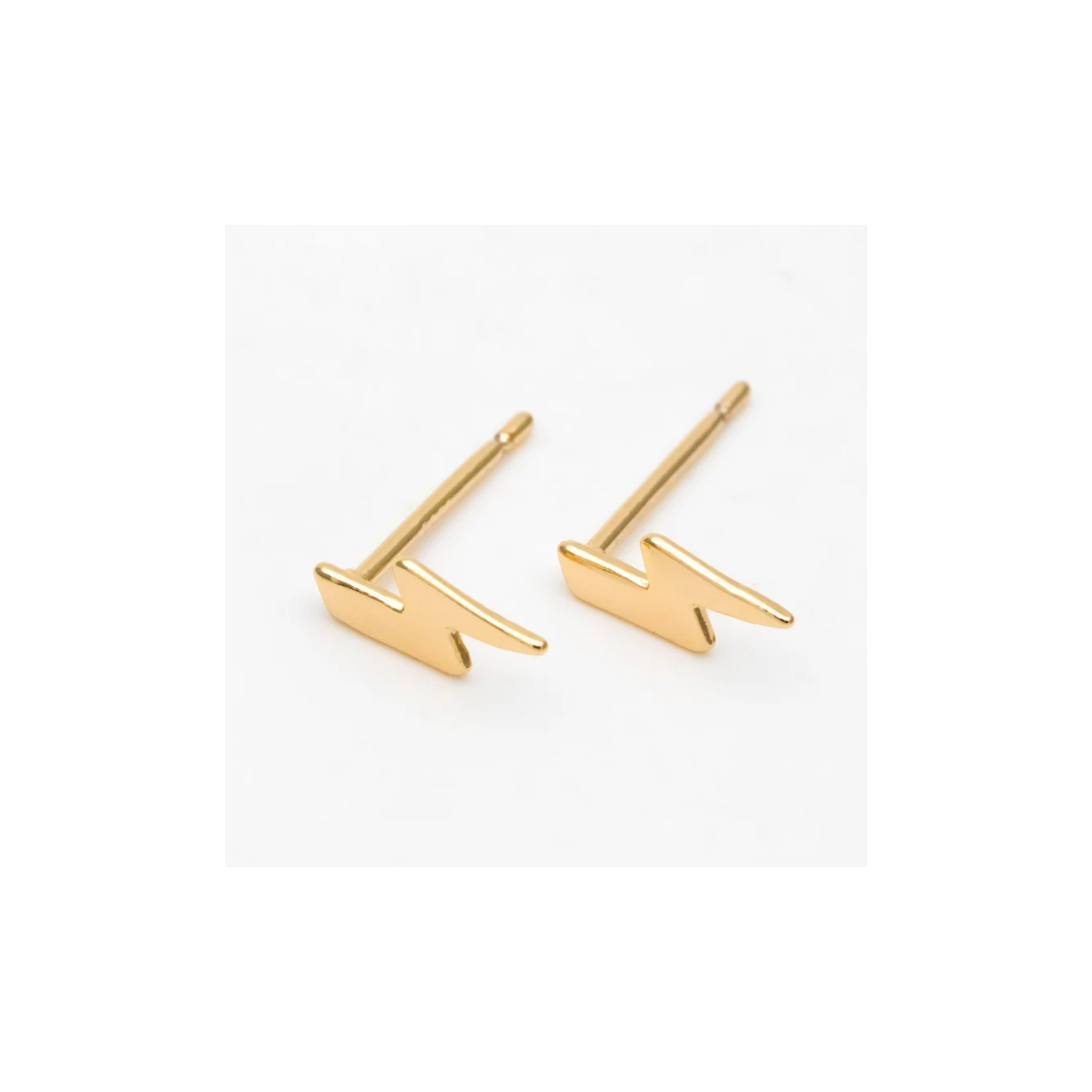 Gold Lightning Bolt Stud Earrings