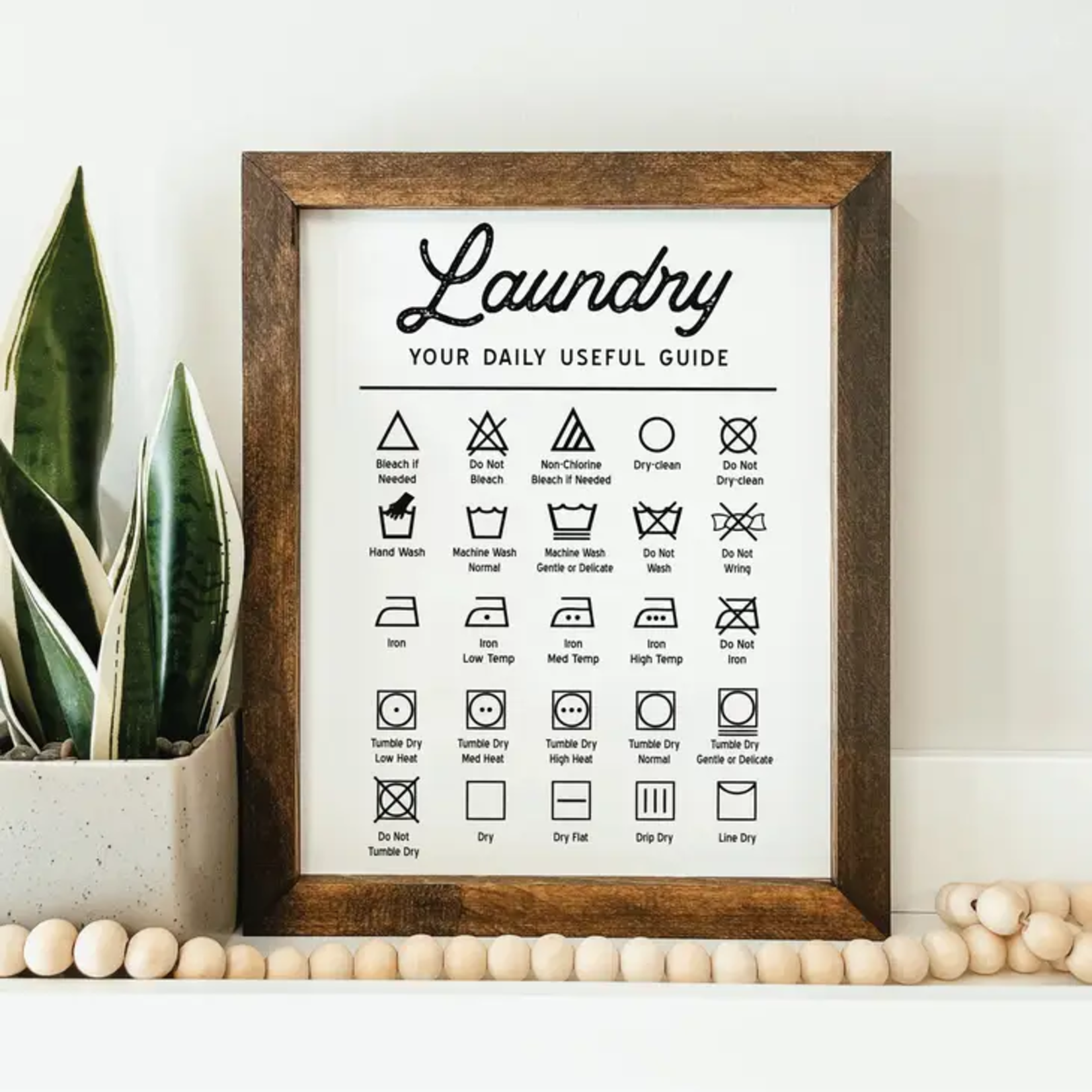 Framed Laundry Symbols Sign