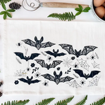 Black Fall Bats Tea Towel