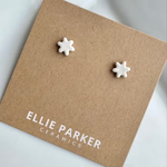 White Snowflake Ceramic Earrings