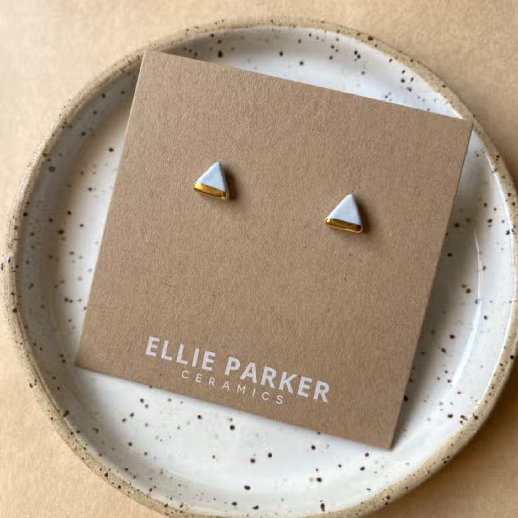 Light Blue Triangle Ceramic Earrings