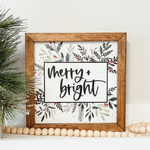 Merry & Bright 3D Framed Wood Sign