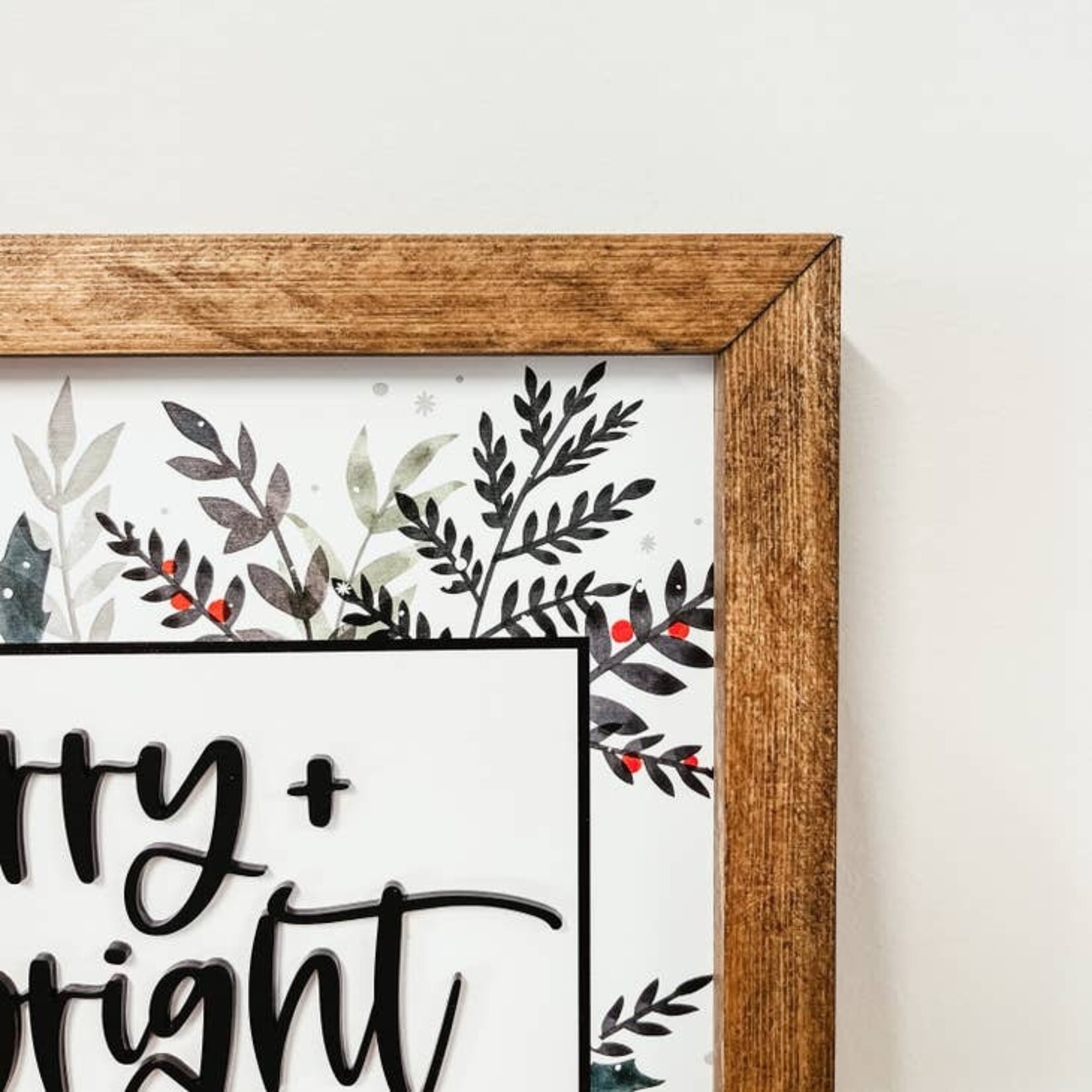 Merry & Bright 3D Framed Wood Sign