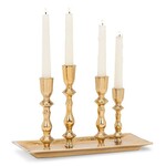Gold Taper Candle Holder w Tray