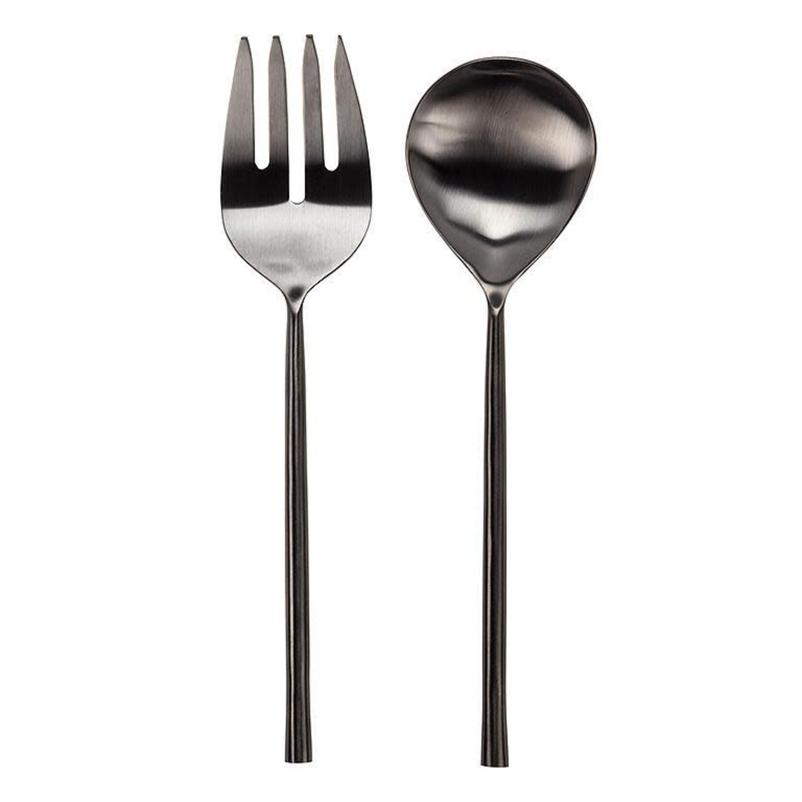 Salad Servers S/2 Matte Black Handles