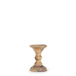 Wood Turned Pillar Candle Holder - 6"H