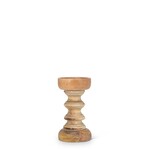 Wood Turned Pillar Candle Holder - 7.5"H
