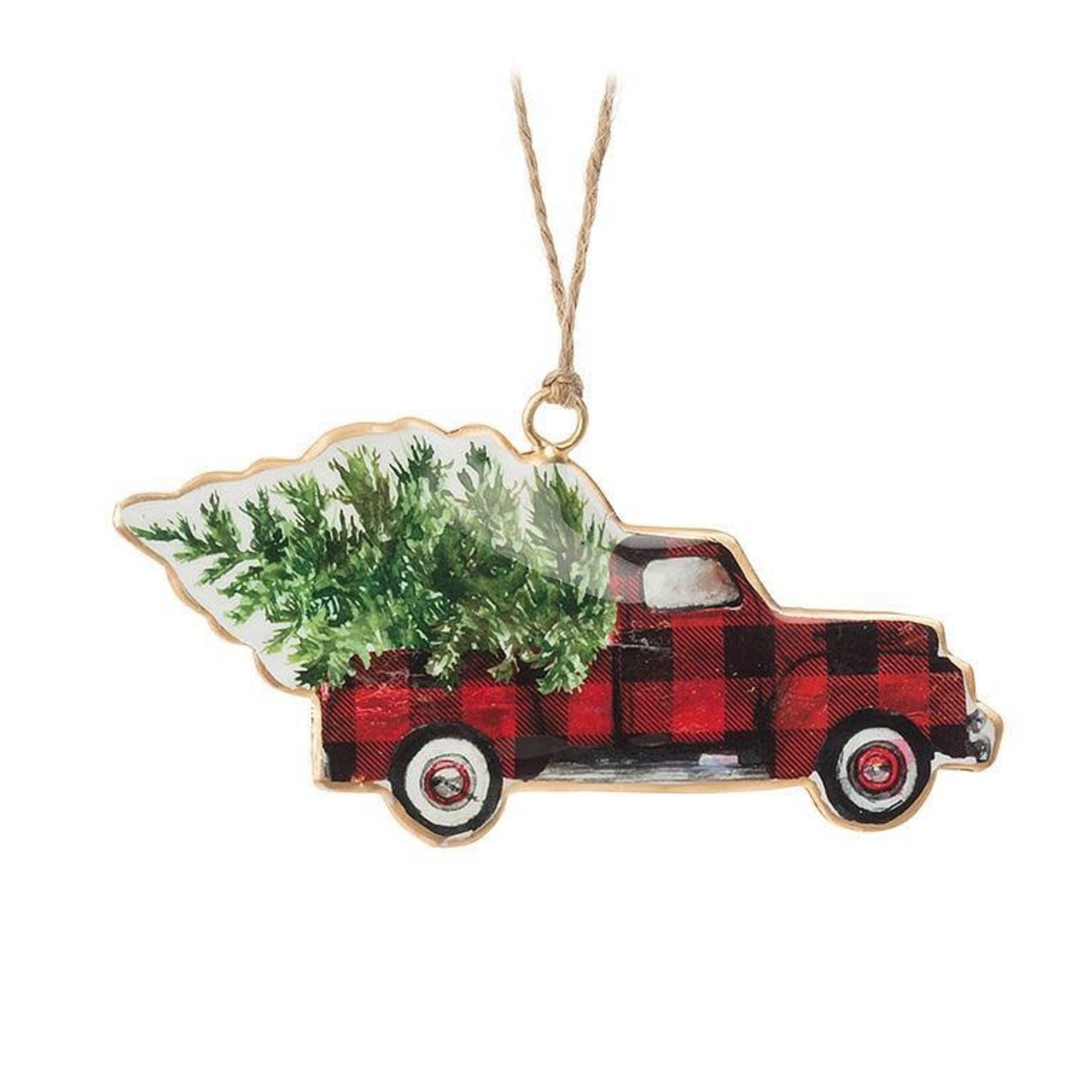 Retro Check Truck w Tree Ornament