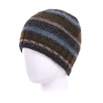 Striped Wool Knit Beanie - Black Natural