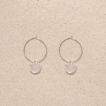 Earrings Silver Hoop w Clear Quartz Pendants