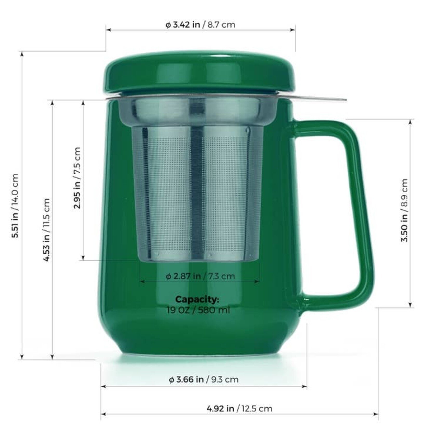 Green Porcelain Mug w Infuser - 19oz