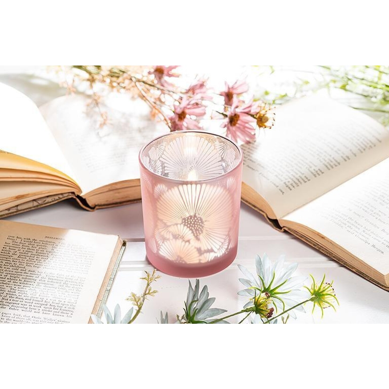 Frosted Pink Candle Holder - Large