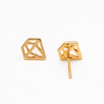 Gold Diamond Shaped Stud Earrings