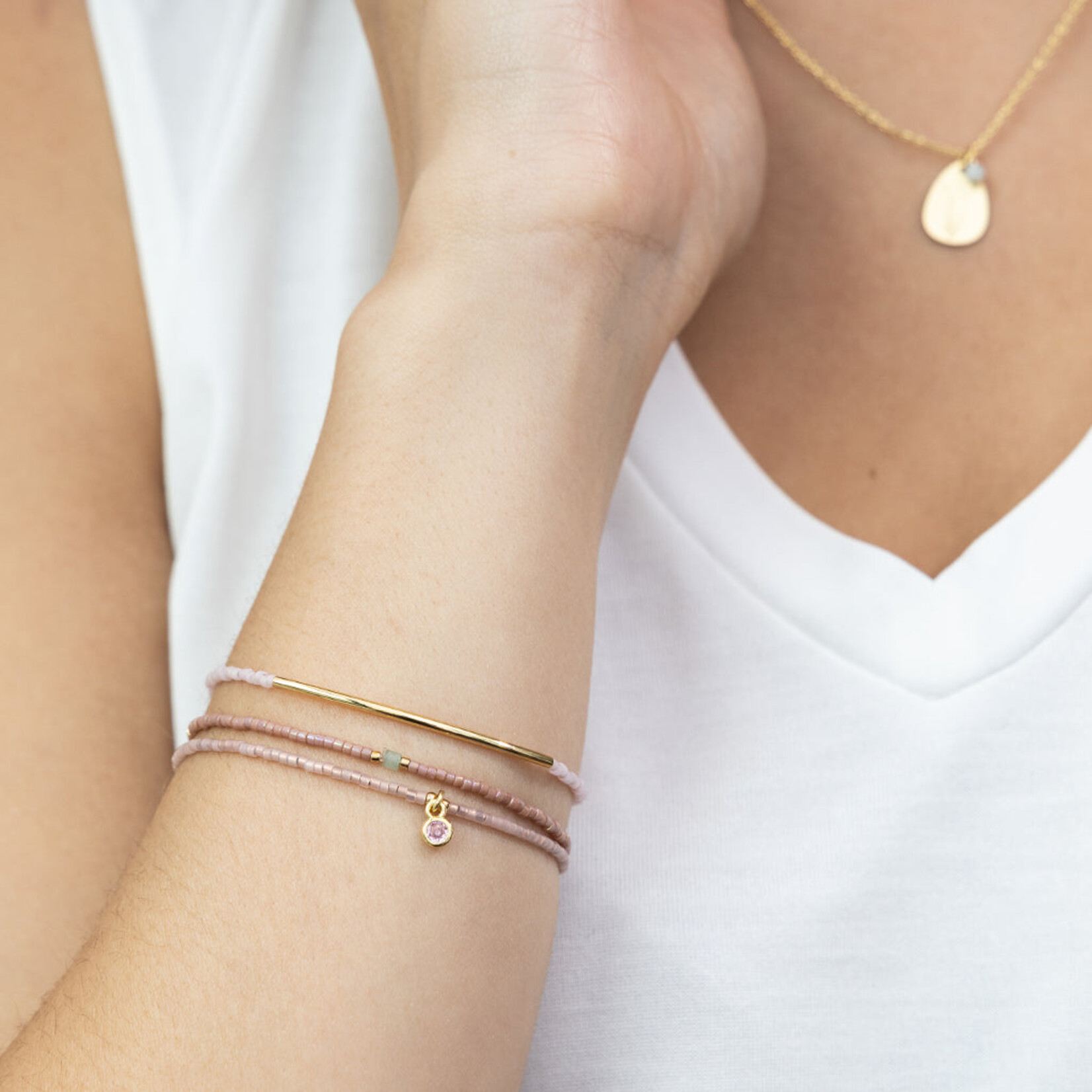 Blush & Gold Miyuki Bracelet Trio