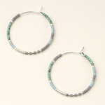 Small Silver Hoop w Turquoise Miyuki Beads