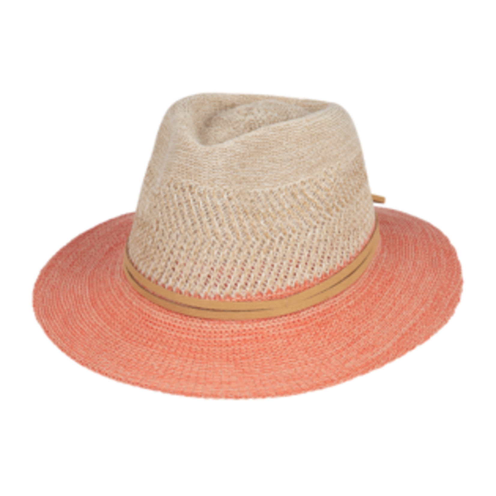 Knit Brim Two-Tone Coral Safari Hat - Josie