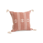 Throw Pillow - Handwoven Dusty Pink w Tassels - 17x17