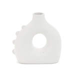 White Ceramic Boho Round Vase