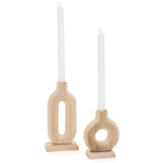 Short Round Natural Wood Candle Holder
