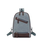 Multifunctional Canvas Backpack Sling Bag - Turquoise