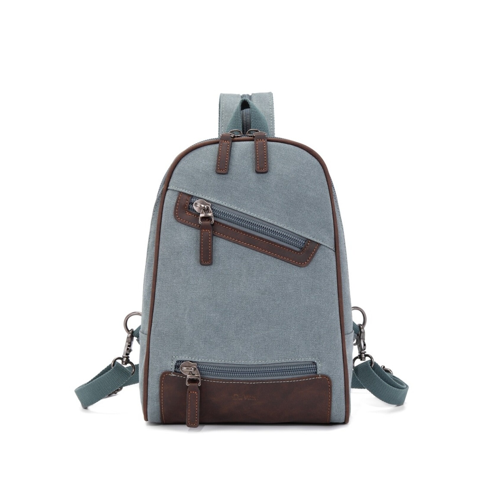 Multifunctional Canvas Backpack Sling Bag - Turquoise
