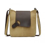 Shoulder Bag w Leather Flap - Mustard