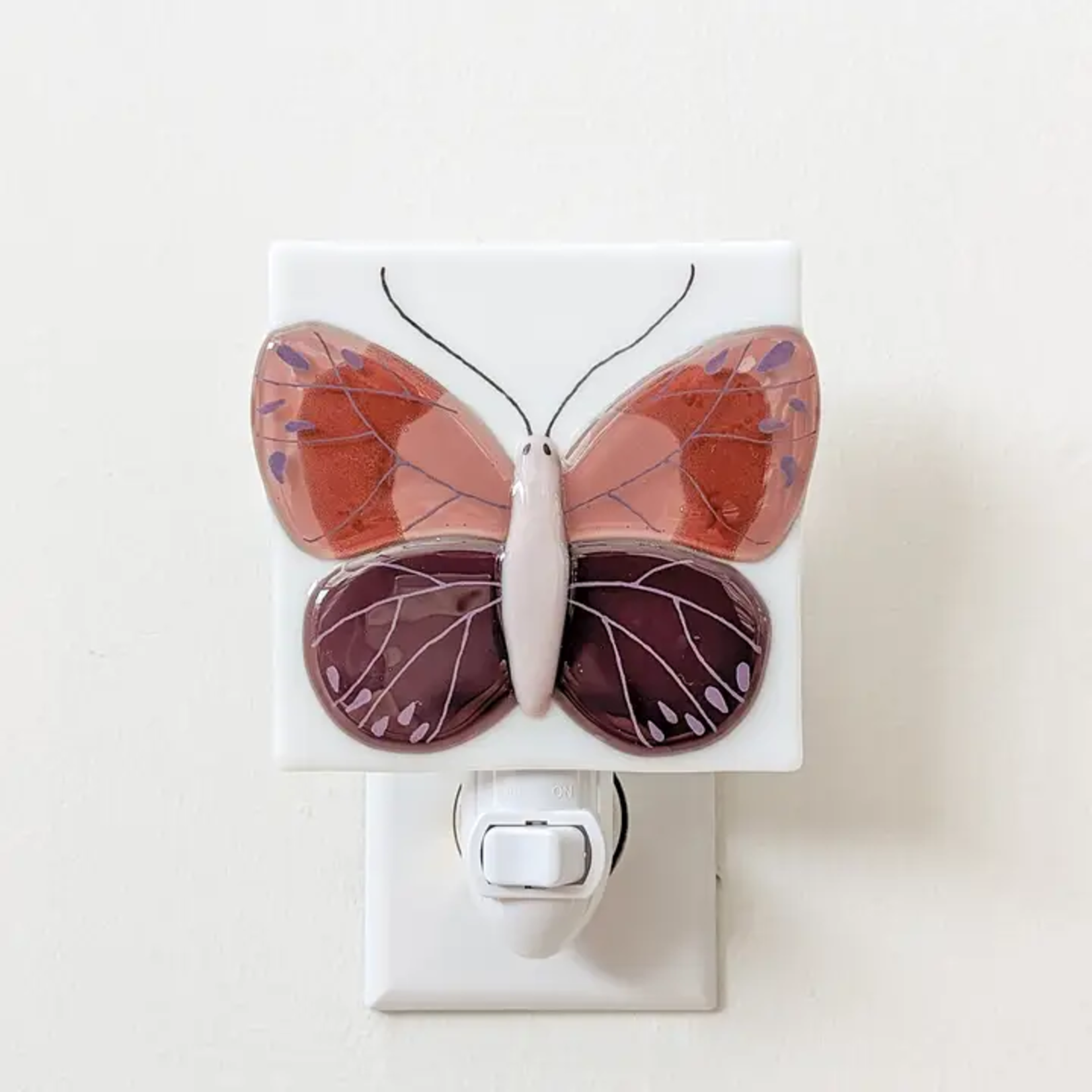 Fused Glass Purple Butterfly Night Light