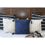 Throw Pillow - Handwoven Navy Blue Textured