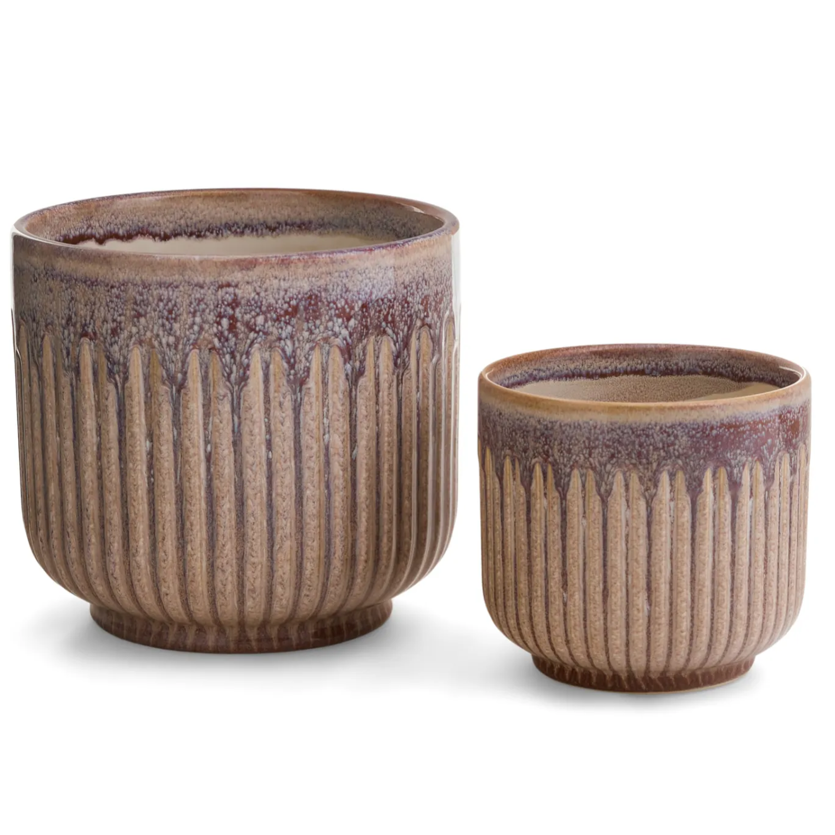 Mauve Ribbed Ceramic Planter - Large