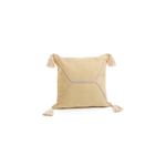 Throw Pillow - Light Yellow Cotton w Braid - 18 x 18
