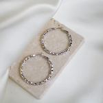 Large Silver Textured Hoop Earrings