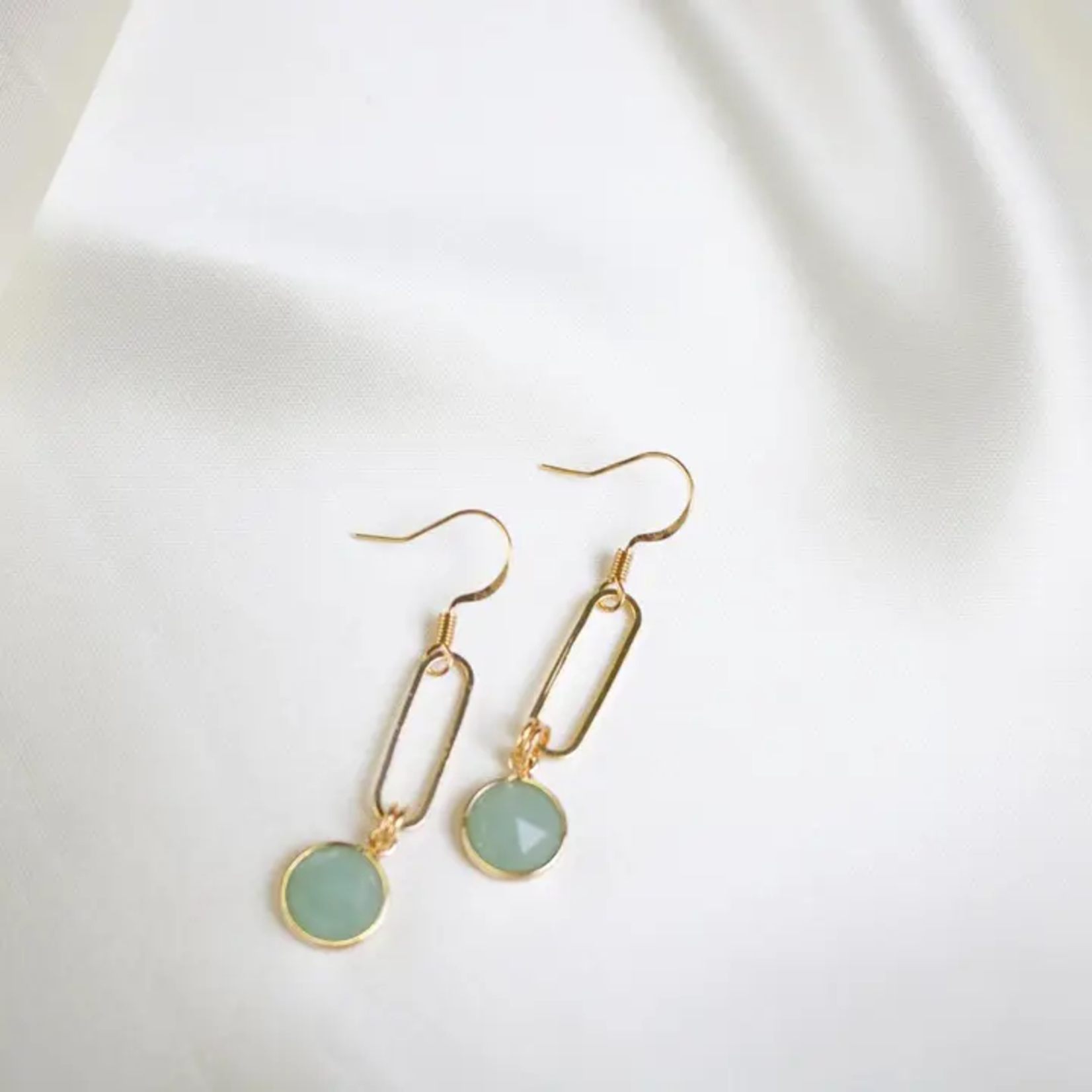 Gold Earrings with Green Aventurine
