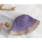 Purple Dual Tone Straw Bucket Hat