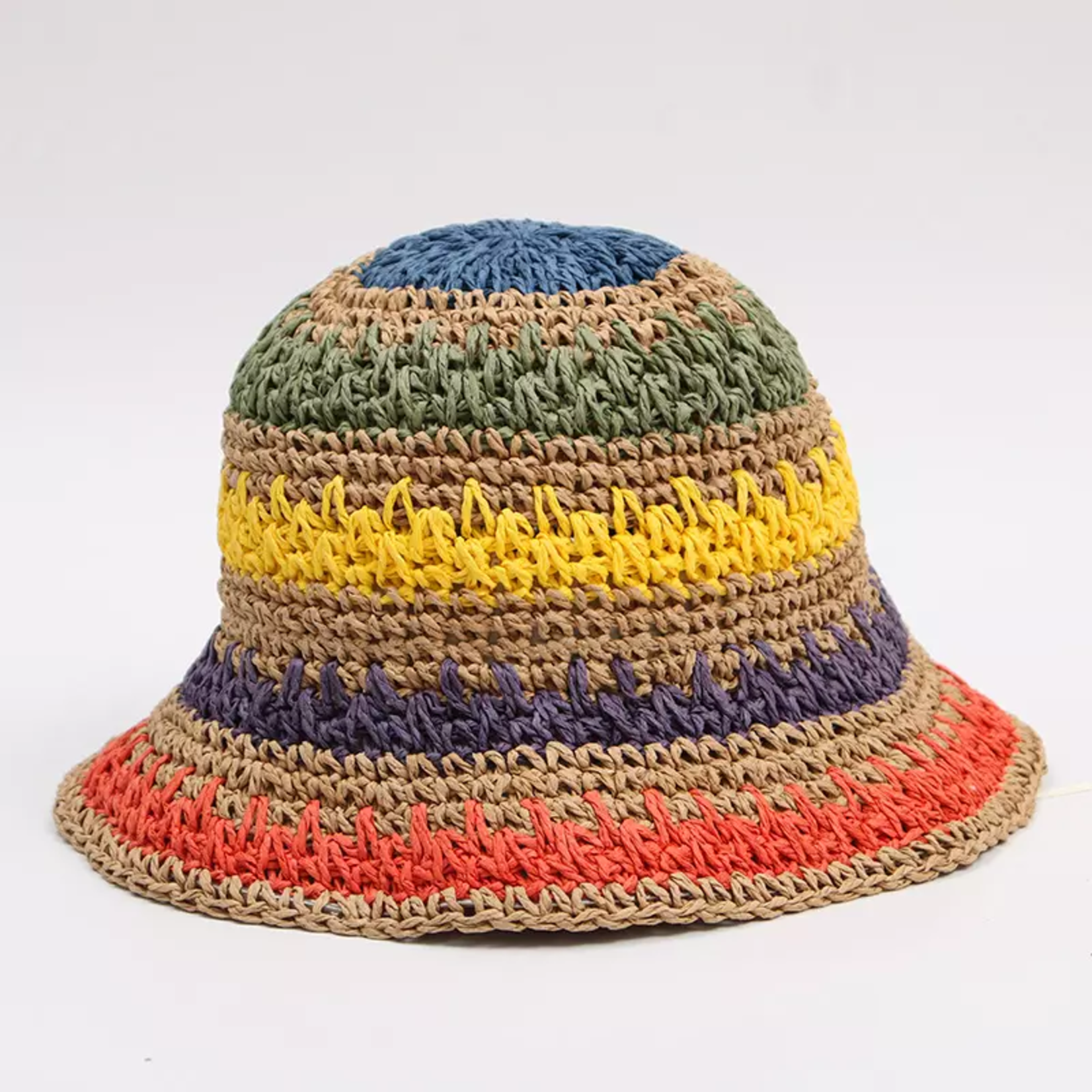 Natural Rainbow Straw Bucket Hat