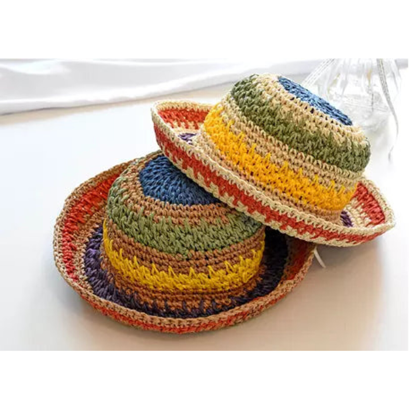 Natural Rainbow Straw Bucket Hat