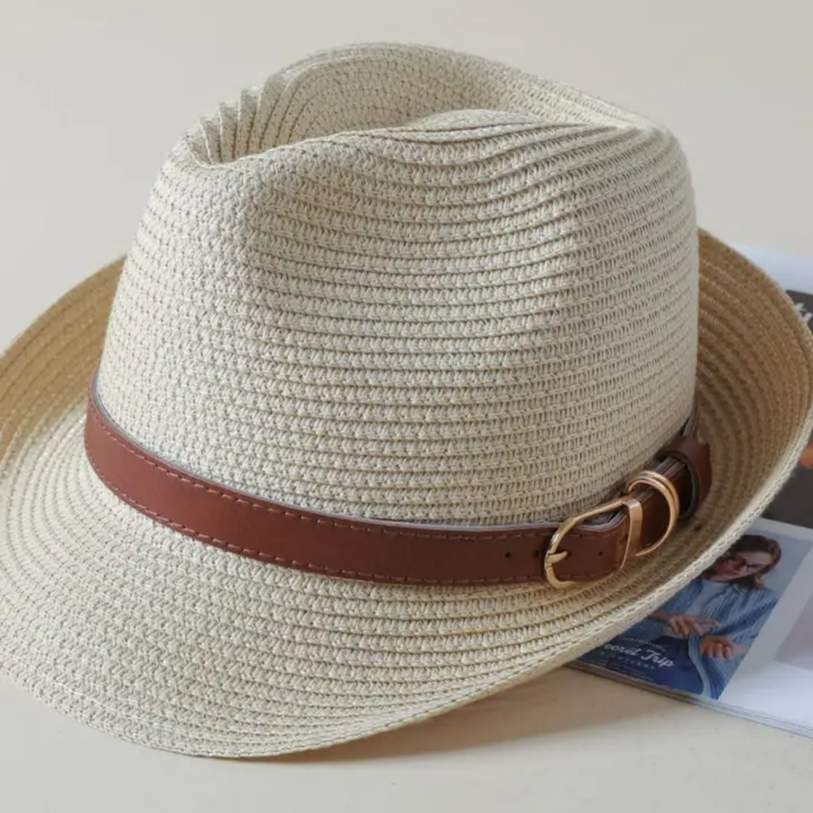 Natural Straw Fedora w Belt