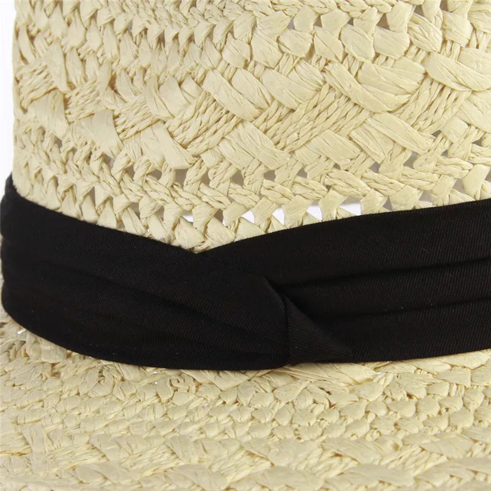 Wide Brim Open Weave Hat - Cream
