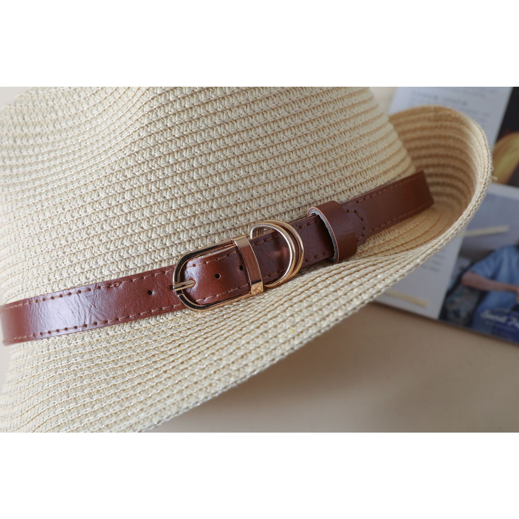 Natural Straw Fedora w Belt