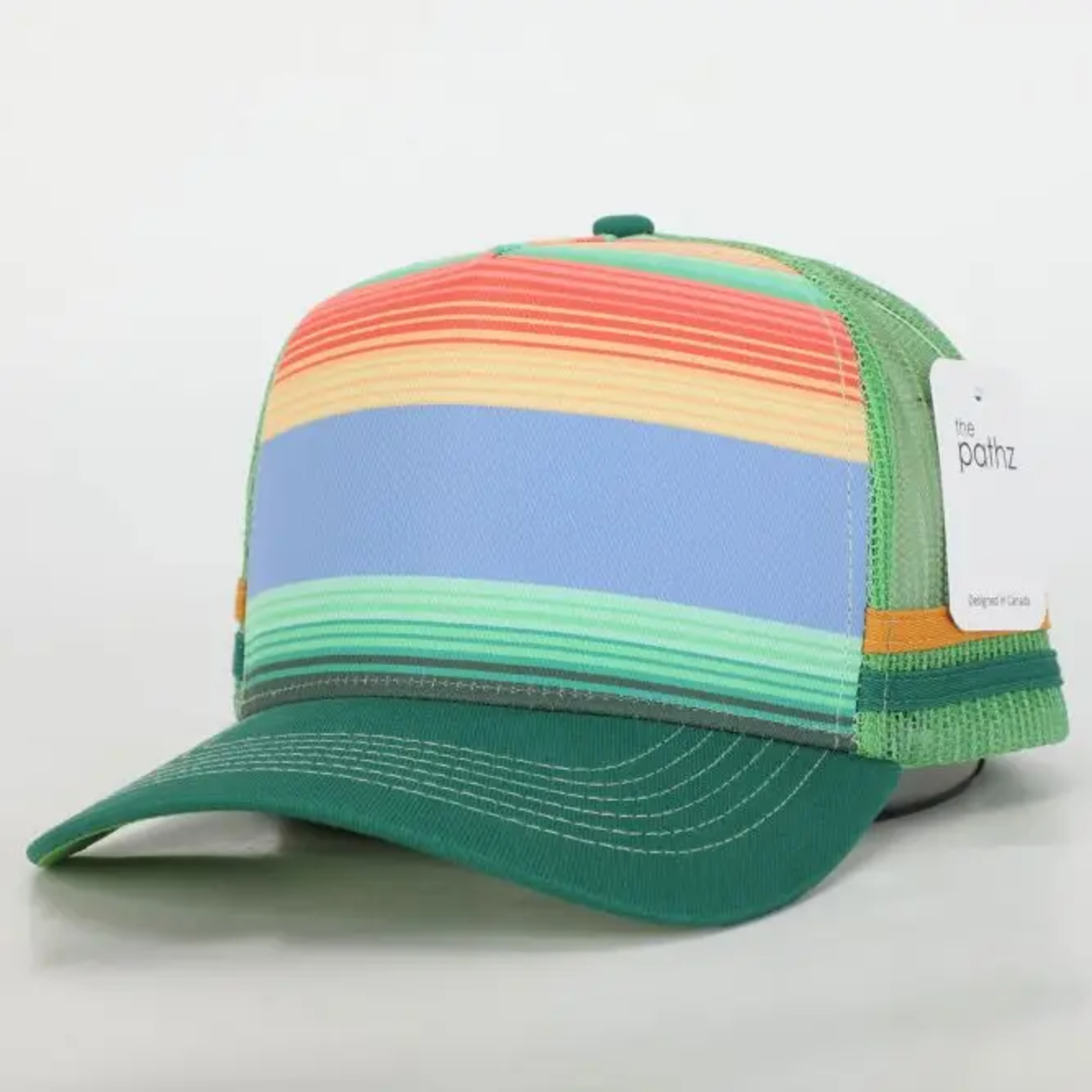 Striped Green, Orange & Blue Trucker Hat