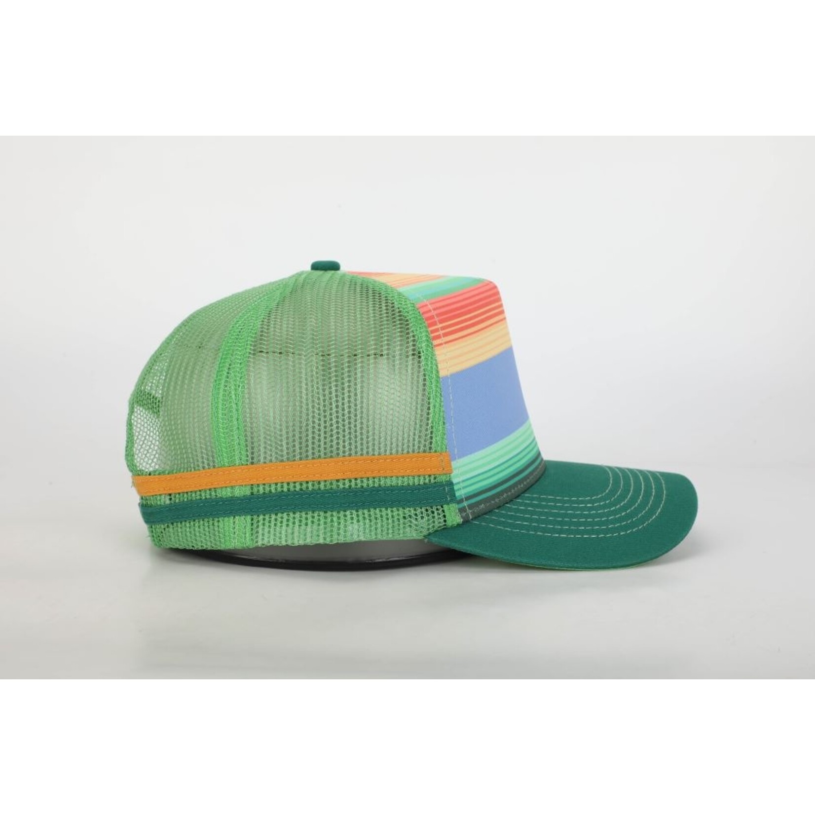 Striped Green, Orange & Blue Trucker Hat