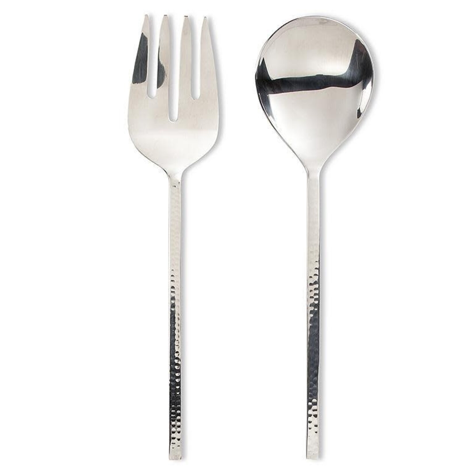 Salad Servers S/2 Shiny Hammered Handles