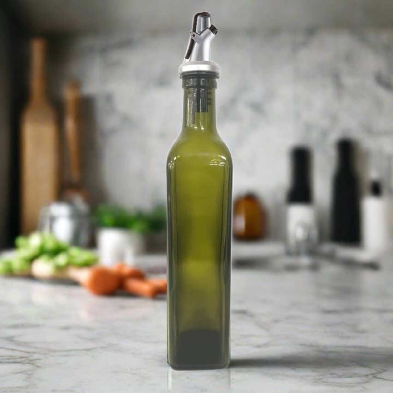 Green Glass Oil Bottle