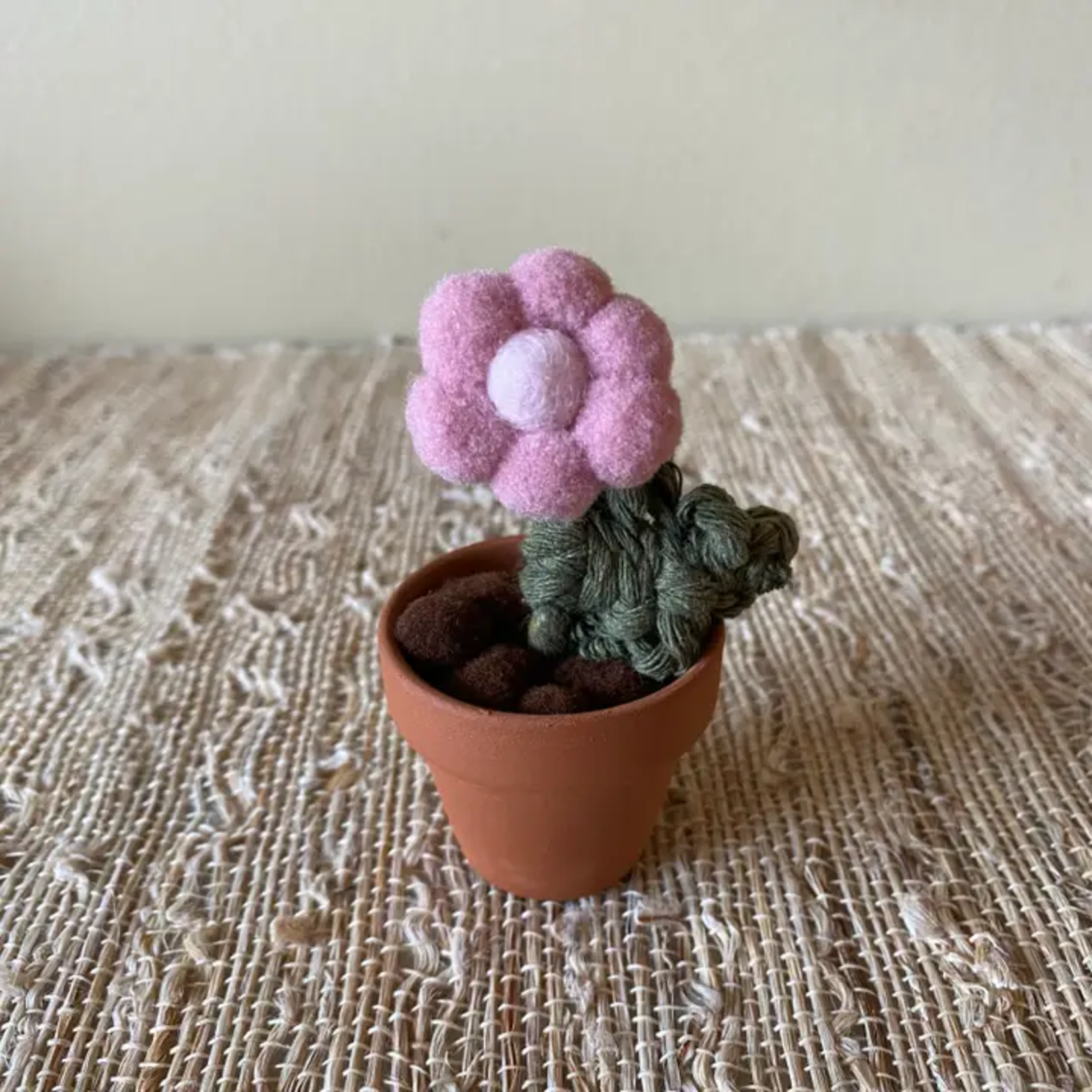 Potted Pompom Flower - Mini Light Mauve