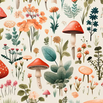 Mushroom Floral Field Baby Blanket