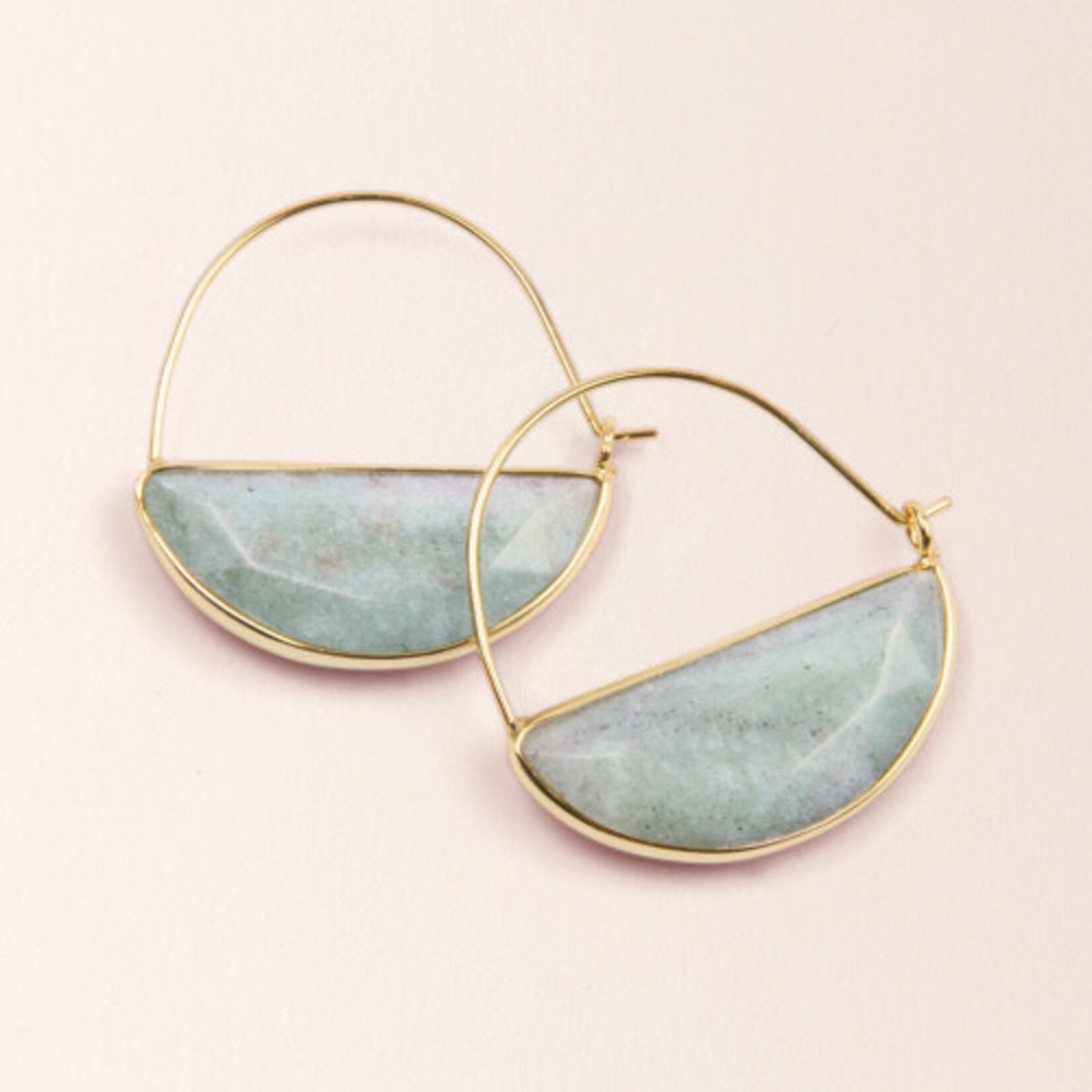 Gold & Amazonite Hoop Earrings