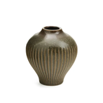 Porcelain Ribbed Vase - Olive