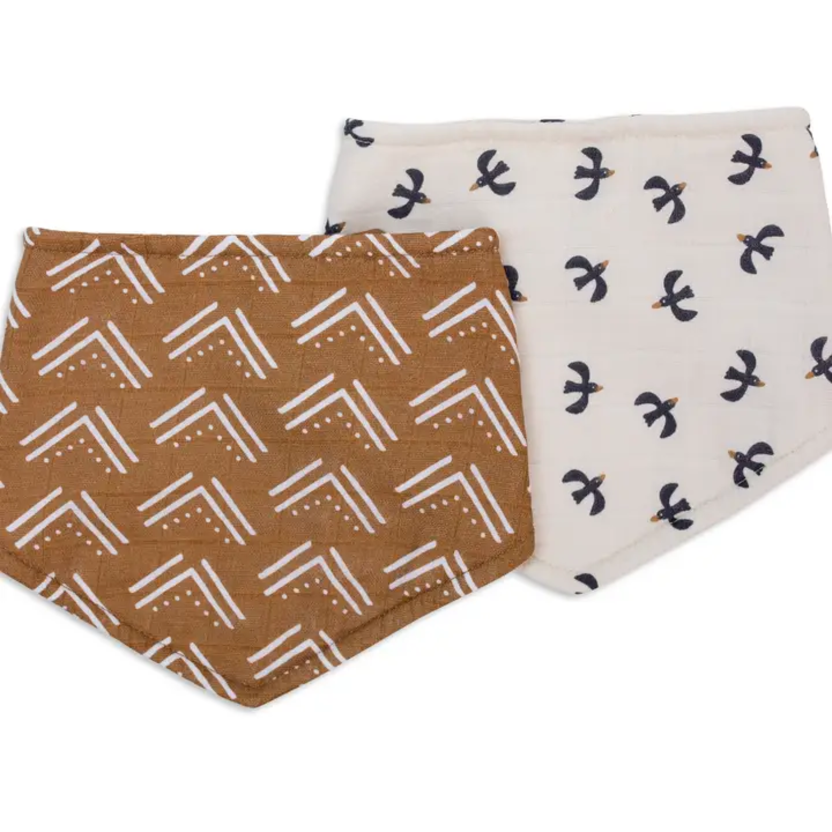 2Pk Bandana Bibs - Mudcloth & Black Birds
