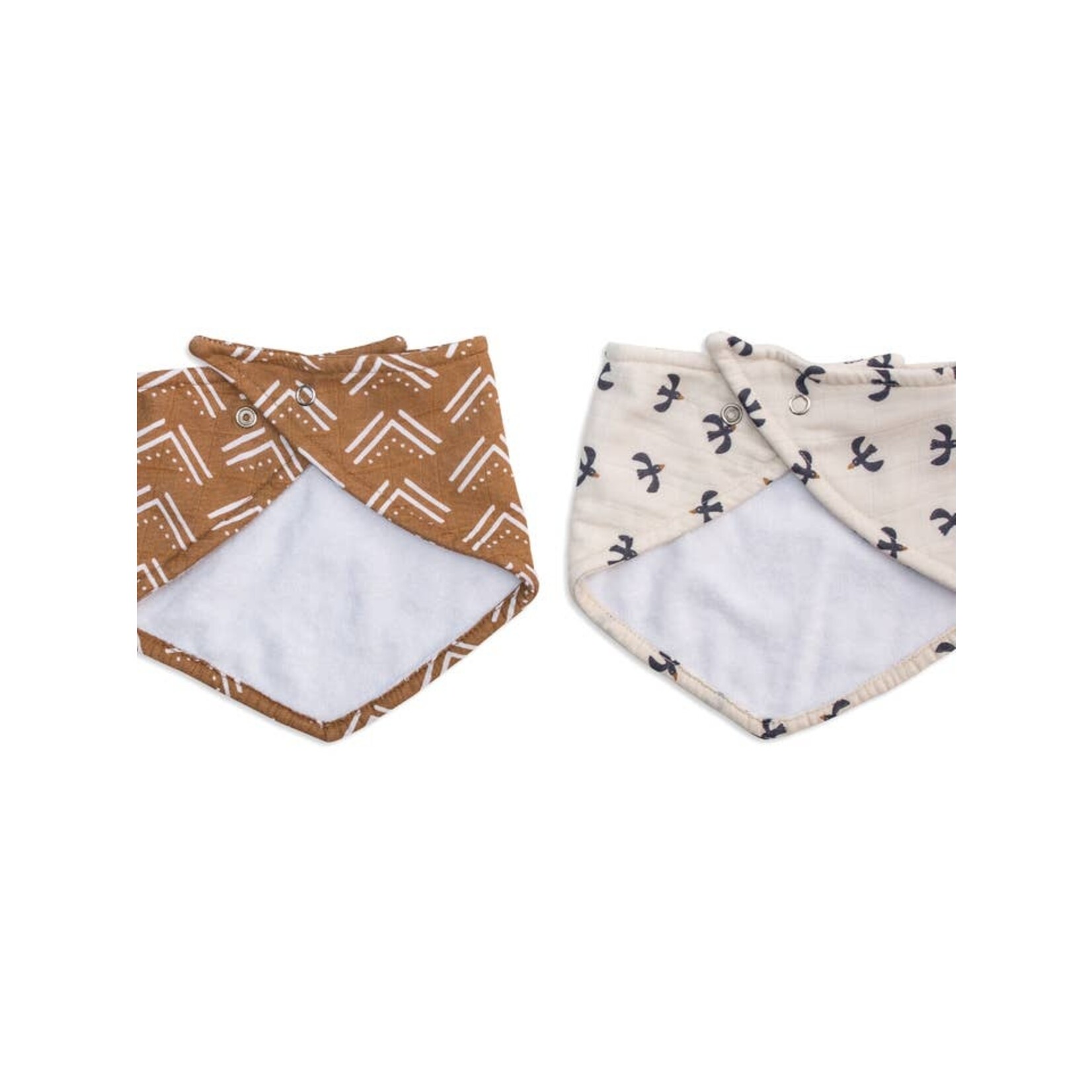 2Pk Bandana Bibs - Mudcloth & Black Birds