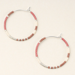 Small Silver Hoop w Blush Miyuki Beads